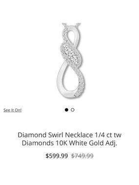 Diamond Swirl Infinity Necklace in White Gold - White